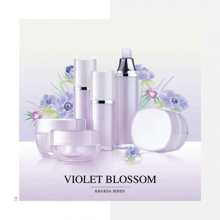 Envases cuadrados de lujo de forma cuadrada de acrílico para cosméticos y cuidado de la piel - Serie Violet Blossom - Colección de envases cosméticos - Violet Blossom